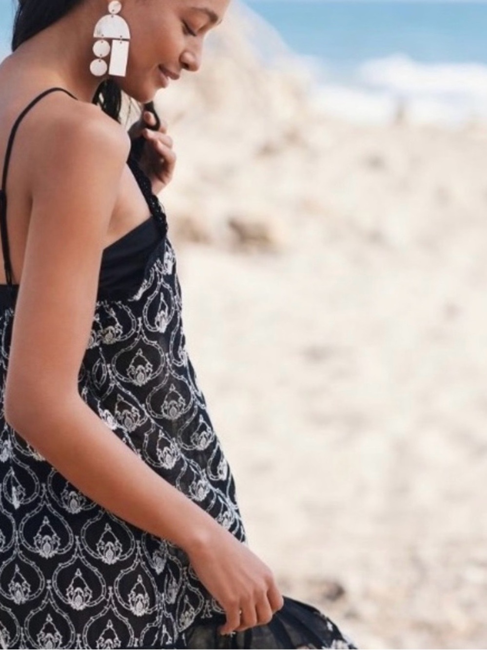 NWT BY ANTHROPOLOGIE SHREER BLACK EMBROIDERED MINI DRESS. XL